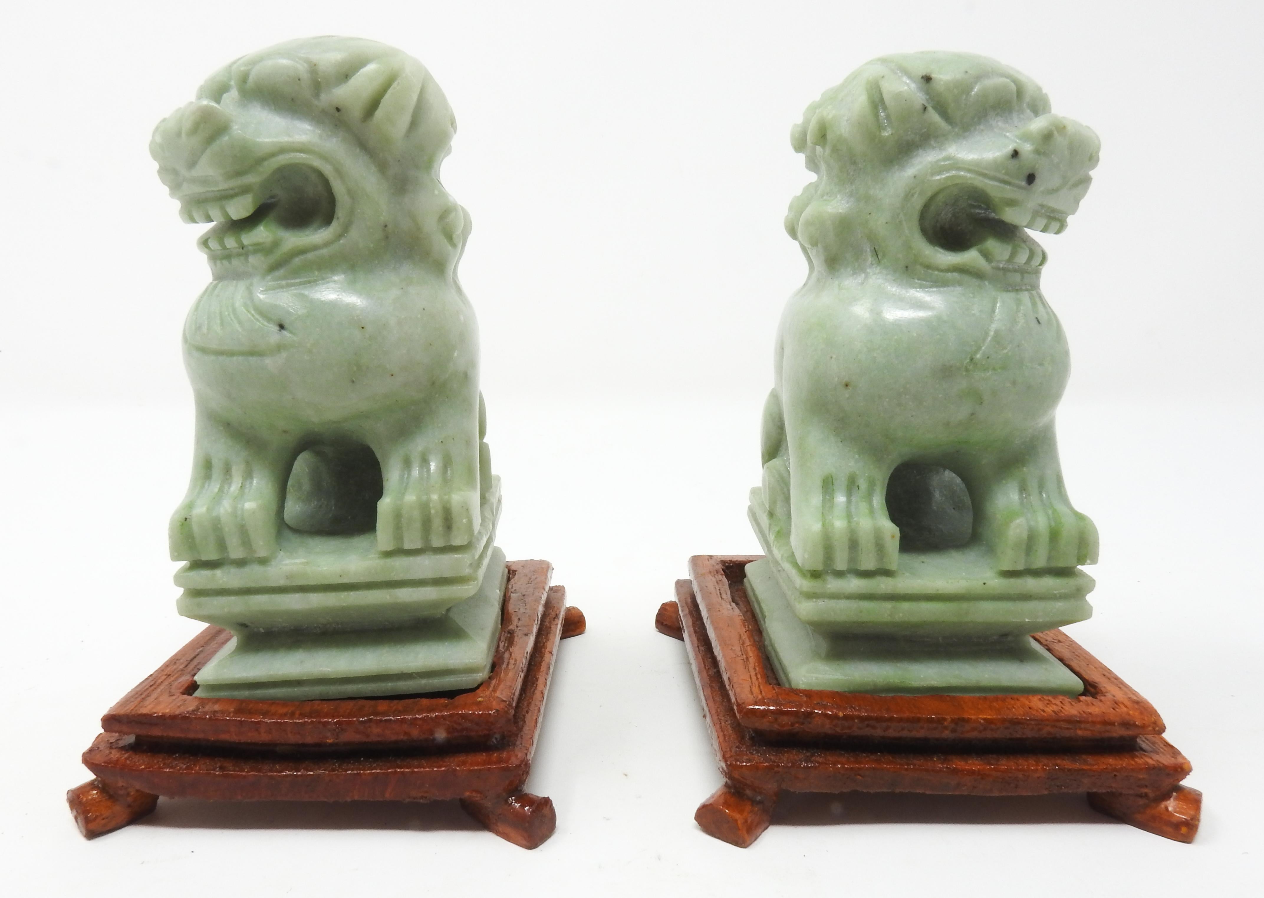 Chinese Export Jadeite Guardian Foo Dogs, Mid-20th Century For Sale