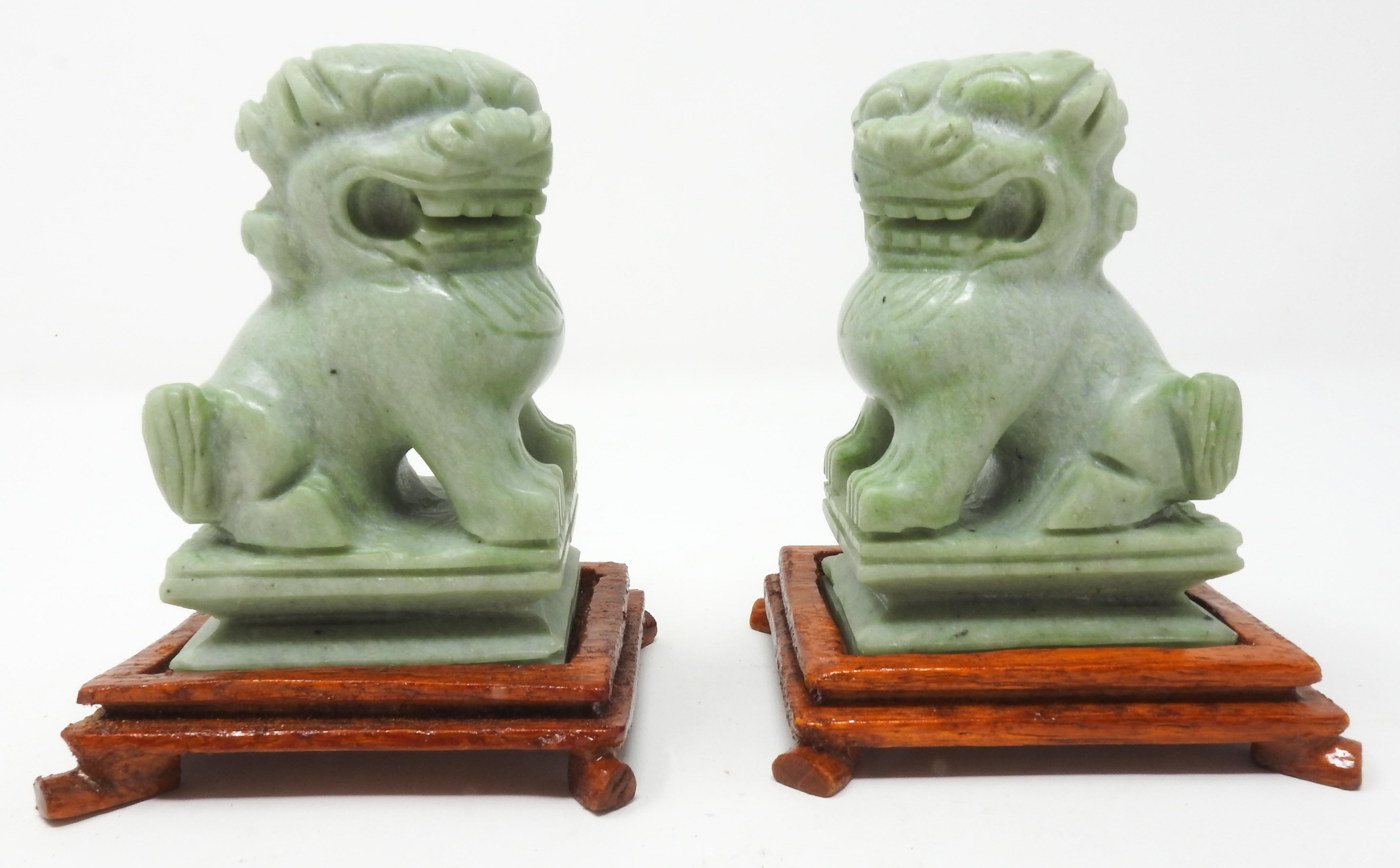 Chinese Jadeite Guardian Foo Dogs, Mid-20th Century For Sale