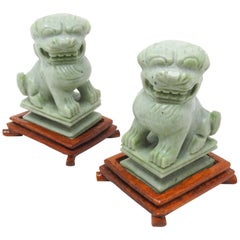 Jadeite Guardian Foo Dogs, Mid-20th Century