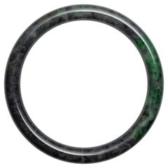 Jadeite Jade Bangle Gray & Emerald Green Certified Untreated