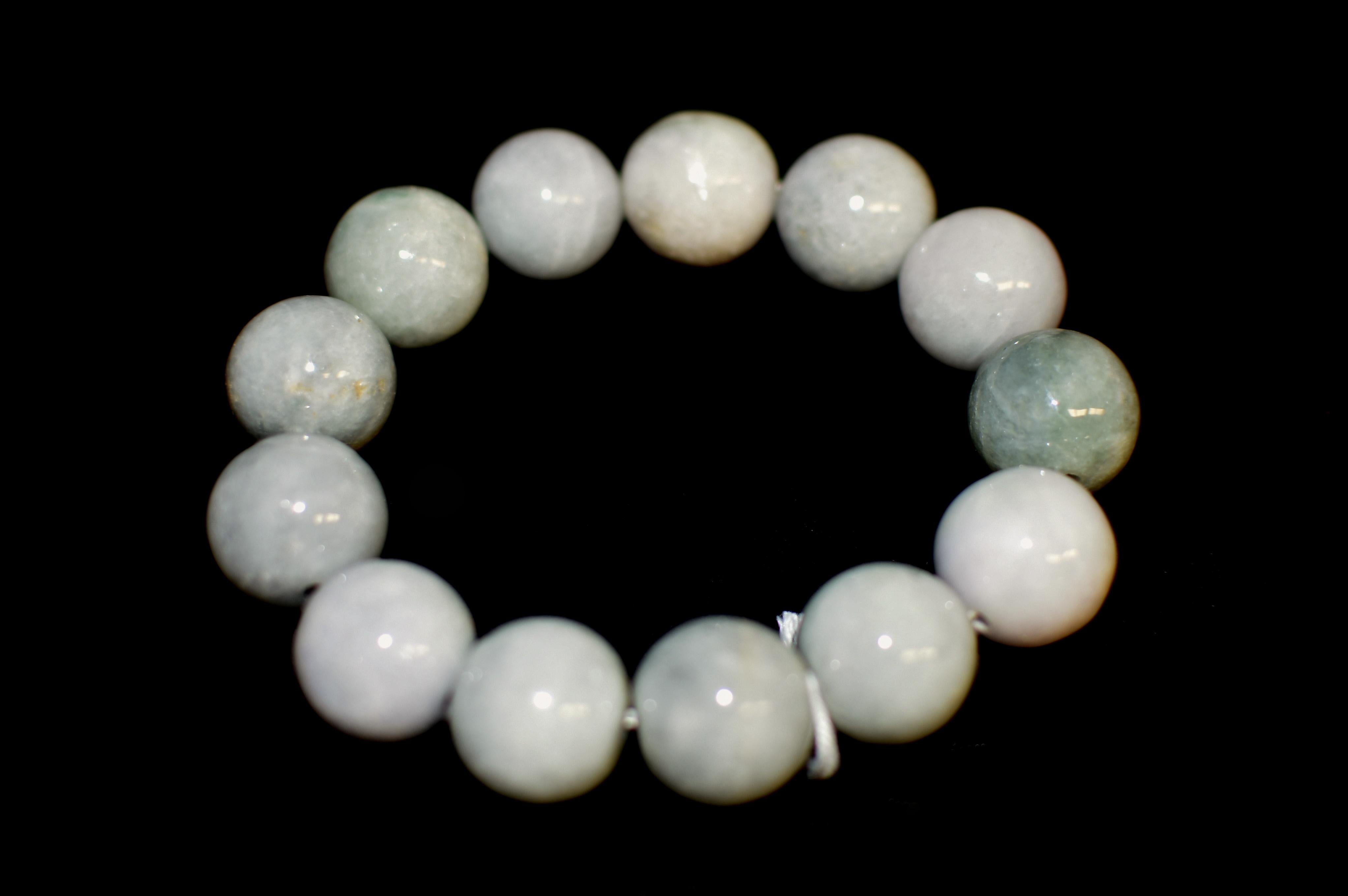Jadeite Jade Bracelet Large 18mm Beads For Sale 1