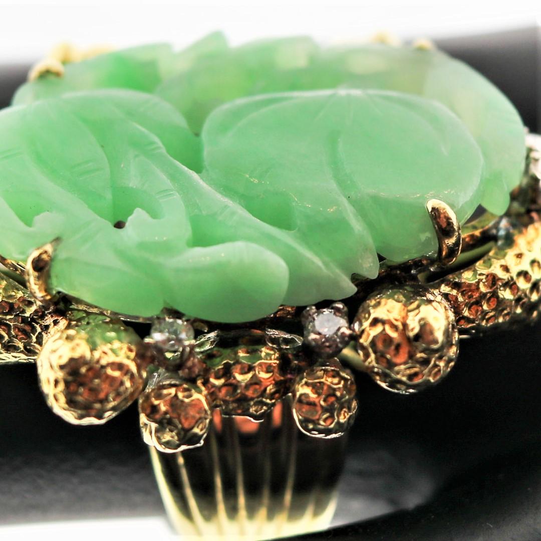 Women's Jadeite Jade Diamond Gold Cocktail Ring For Sale