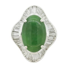 Bague cocktail ballerine en platine avec jadéite, jade et diamants