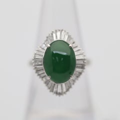 Jadeite Jade Diamond Platinum Ballerina Ring