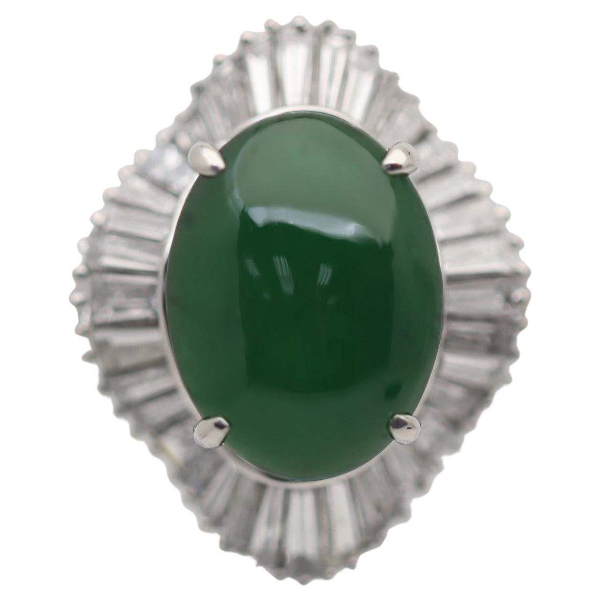 Jadeite Jade Diamond Platinum Ballerina Ring