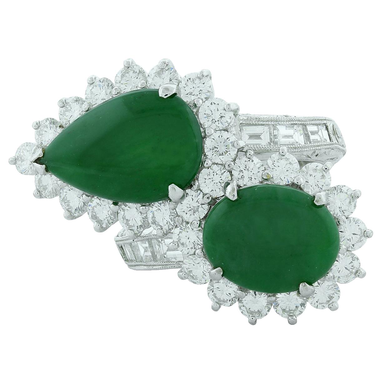 Anillo Bypass de Jadeíta y Diamante en Platino, GIA en venta