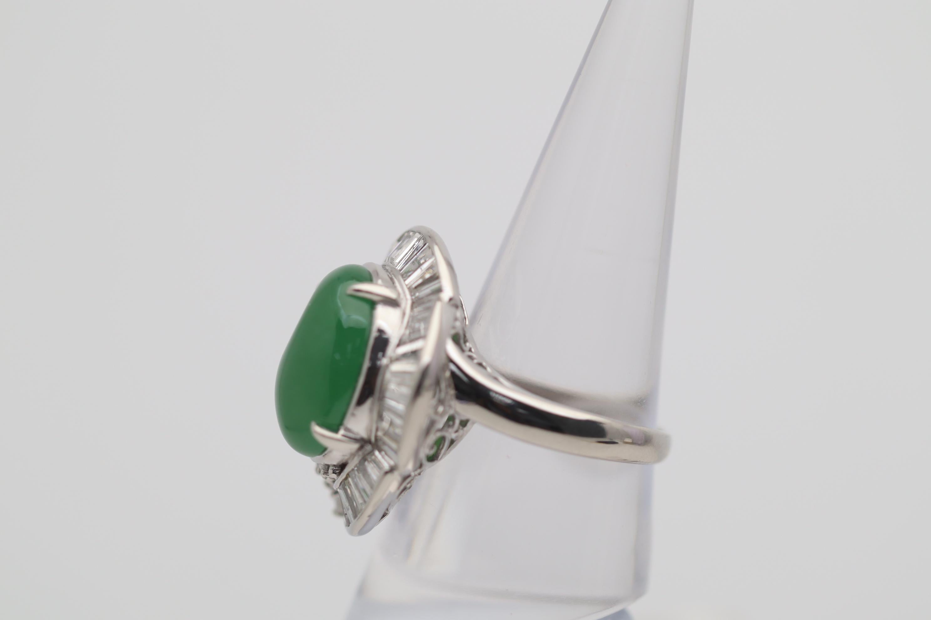 Women's Jadeite Jade Diamond Platinum Cocktail Ring For Sale