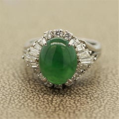Jadeite Jade Diamond Platinum Ring