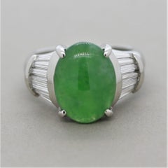 Jadeite Jade Diamond Platinum Ring