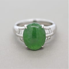 Jadeite Jade Diamond Platinum Ring