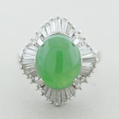 Jadeite Jade Diamond Platinum Ring