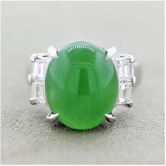 Jadeite Jade Diamond Platinum Ring
