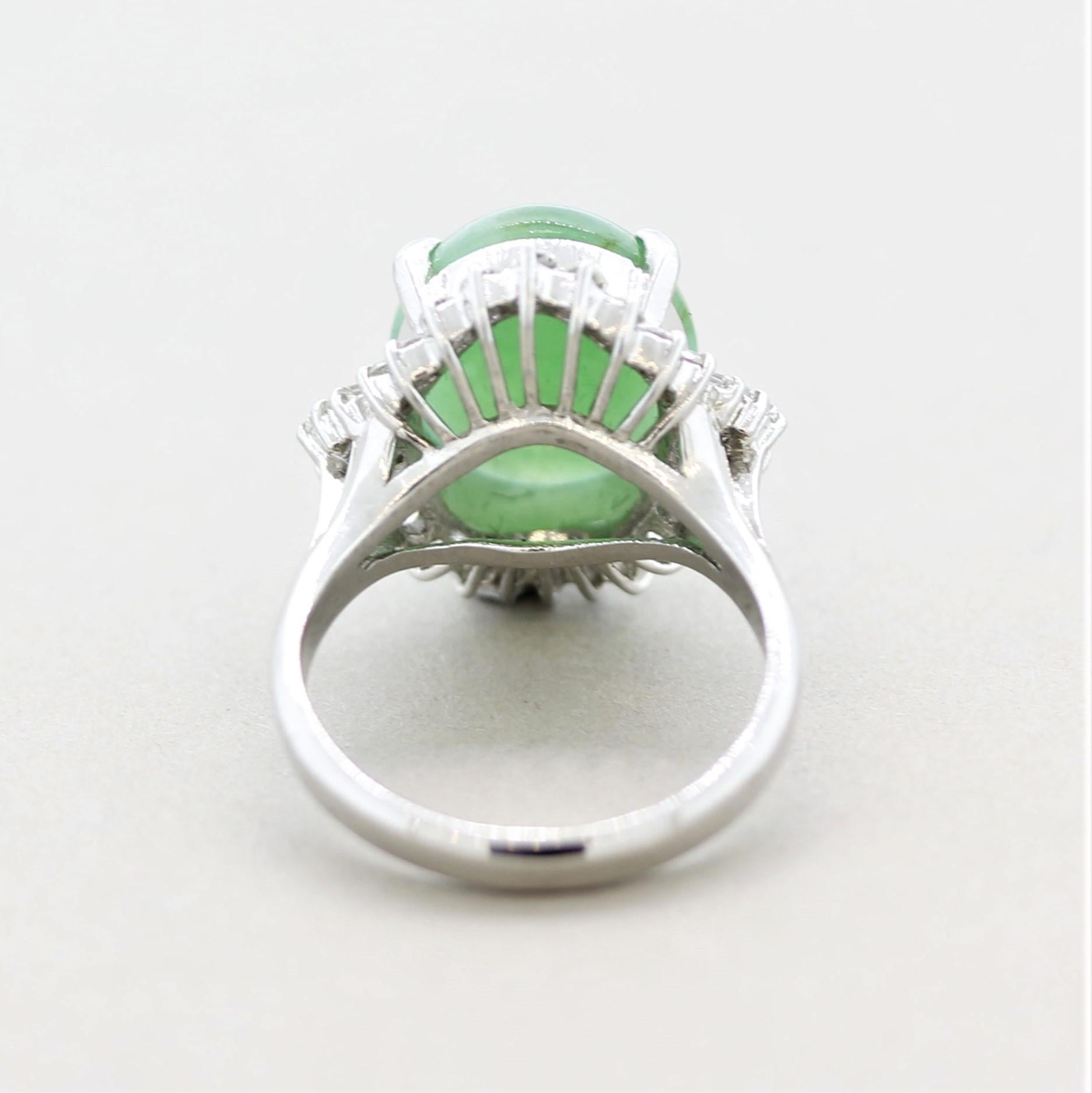 Jadeit Jadeit Diamant Platin Ring im Zustand „Neu“ im Angebot in Beverly Hills, CA