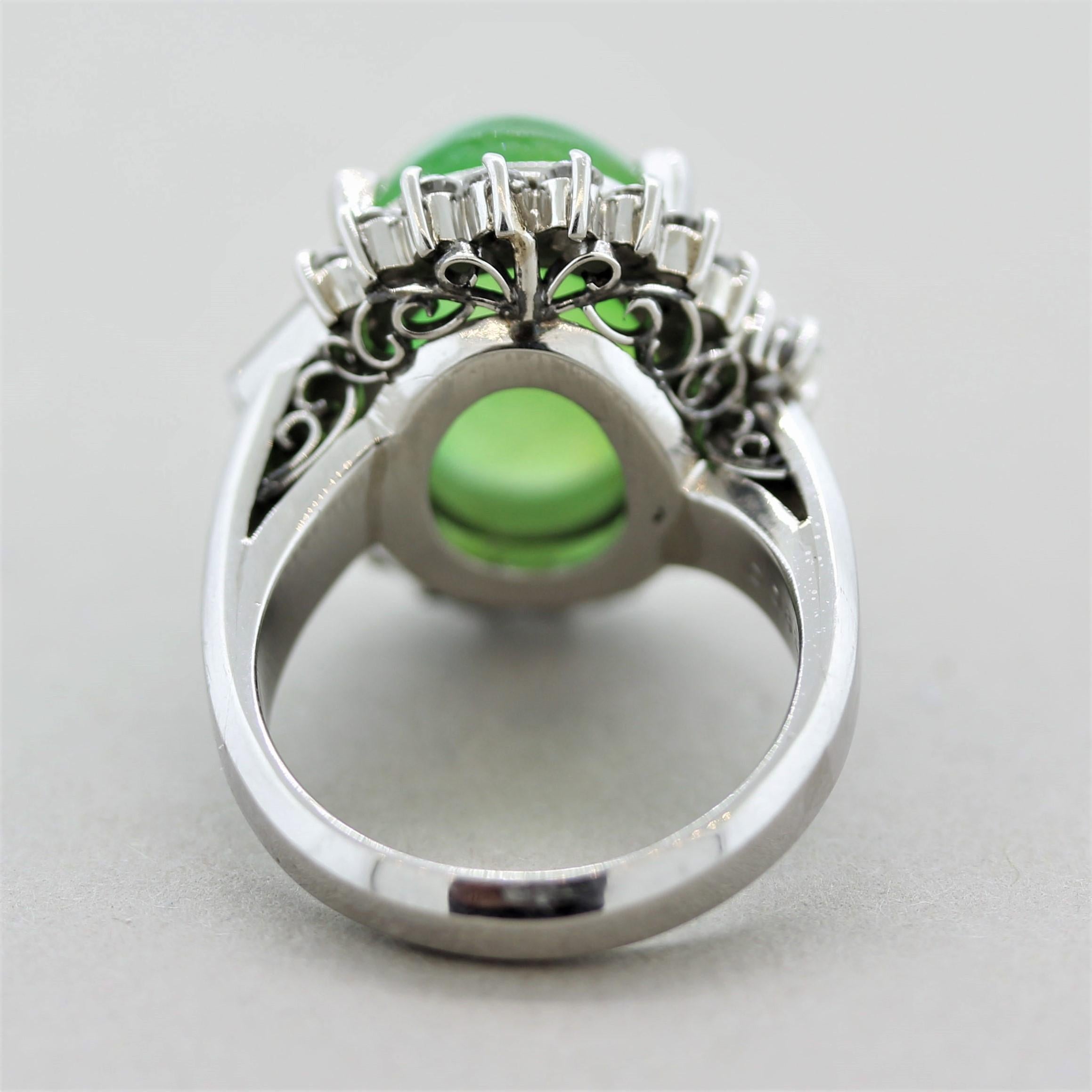 Women's Jadeite Jade Diamond Platinum Ring For Sale