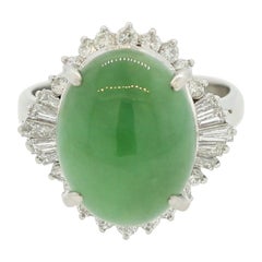 Bague en platine avec jadéite, jade et diamants
