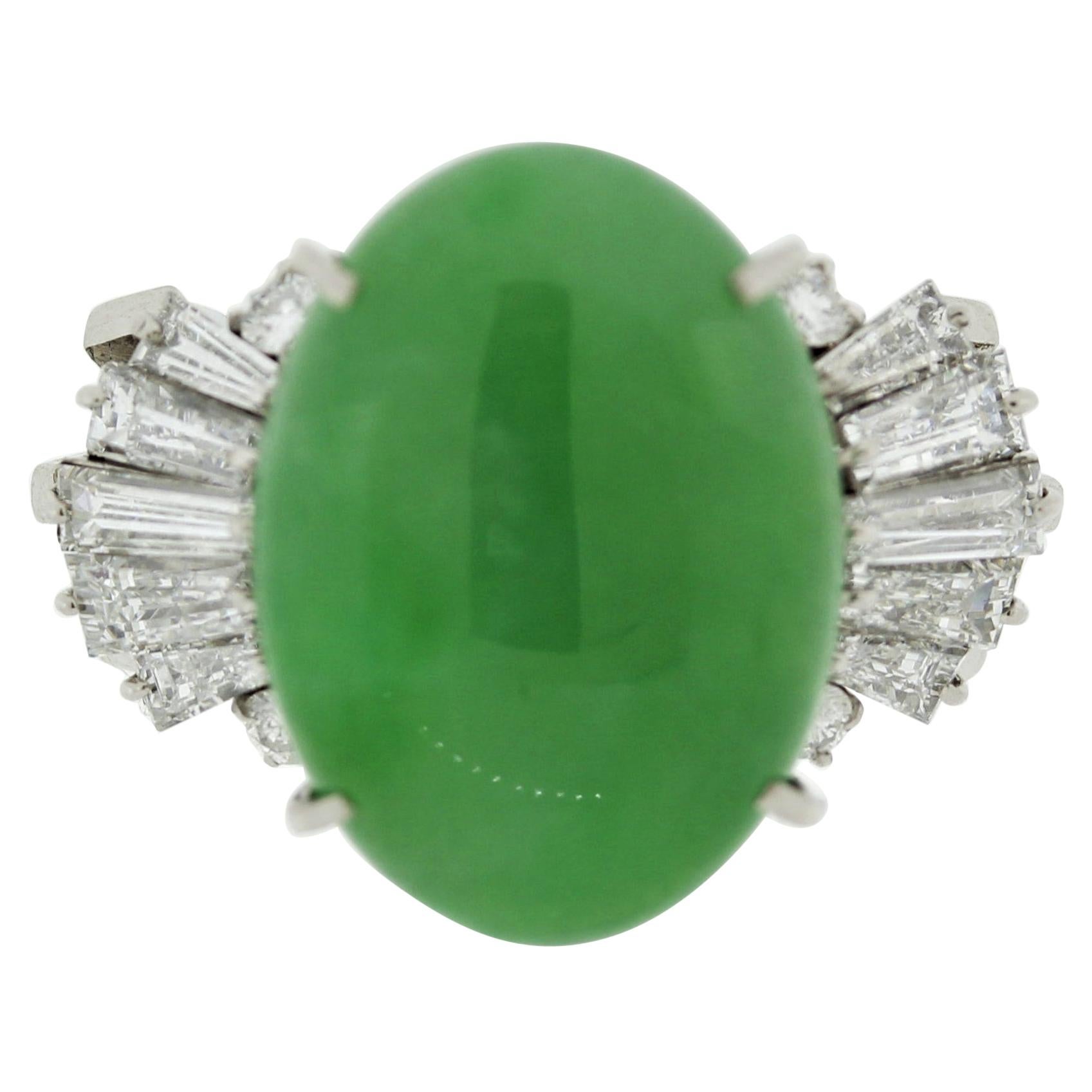 Jadeite Jade Diamond Platinum Ring