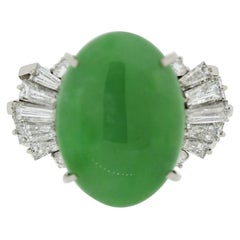 Jadeite Jade Diamond Platinum Ring
