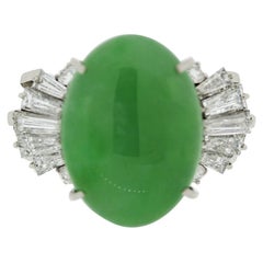 Jadeite Jade Diamond Platinum Ring