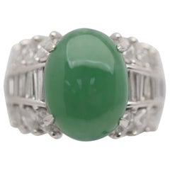 Jadeíta Jade Diamante Anillo Platino