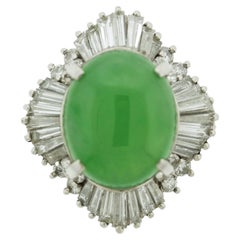Used Jadeite Jade Diamond Platinum Ring