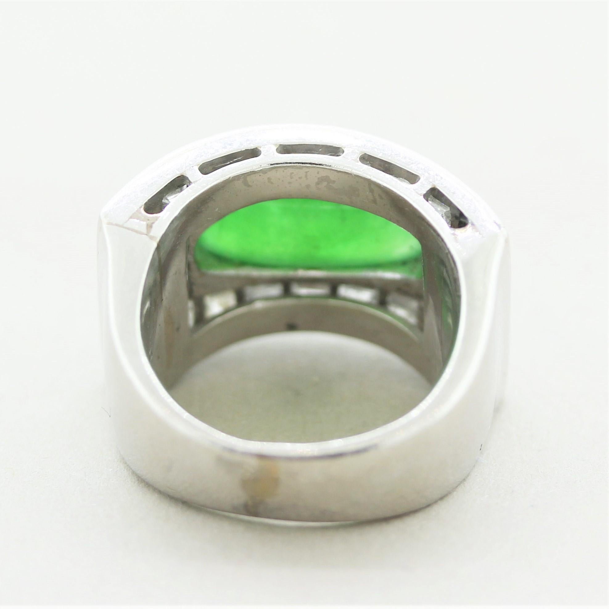 Jadeit Jade Diamant Platin Unisex-Ring im Zustand „Neu“ im Angebot in Beverly Hills, CA