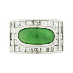Jadeit Jade Diamant Platin Unisex-Ring