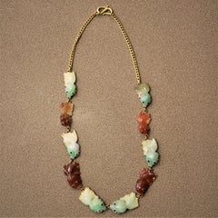 Jadeite Jade High-Karat Gold Fish Necklace
