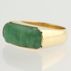 Jadeite Jade Men's Ring, 18 Karat Yellow Gold GIA Graded