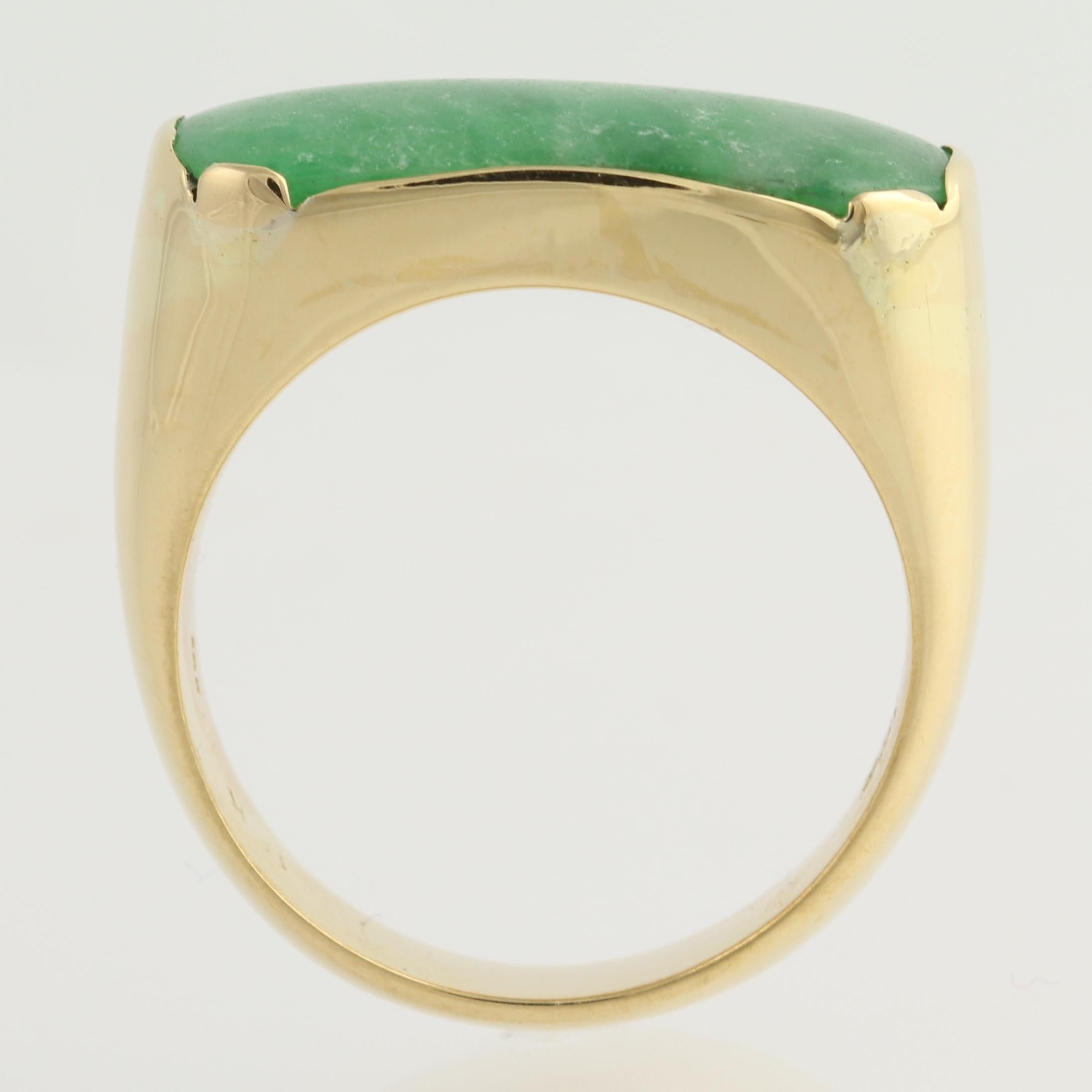 Jadeite Jade Men's Ring, 18 Karat Yellow Gold GIA Graded 1