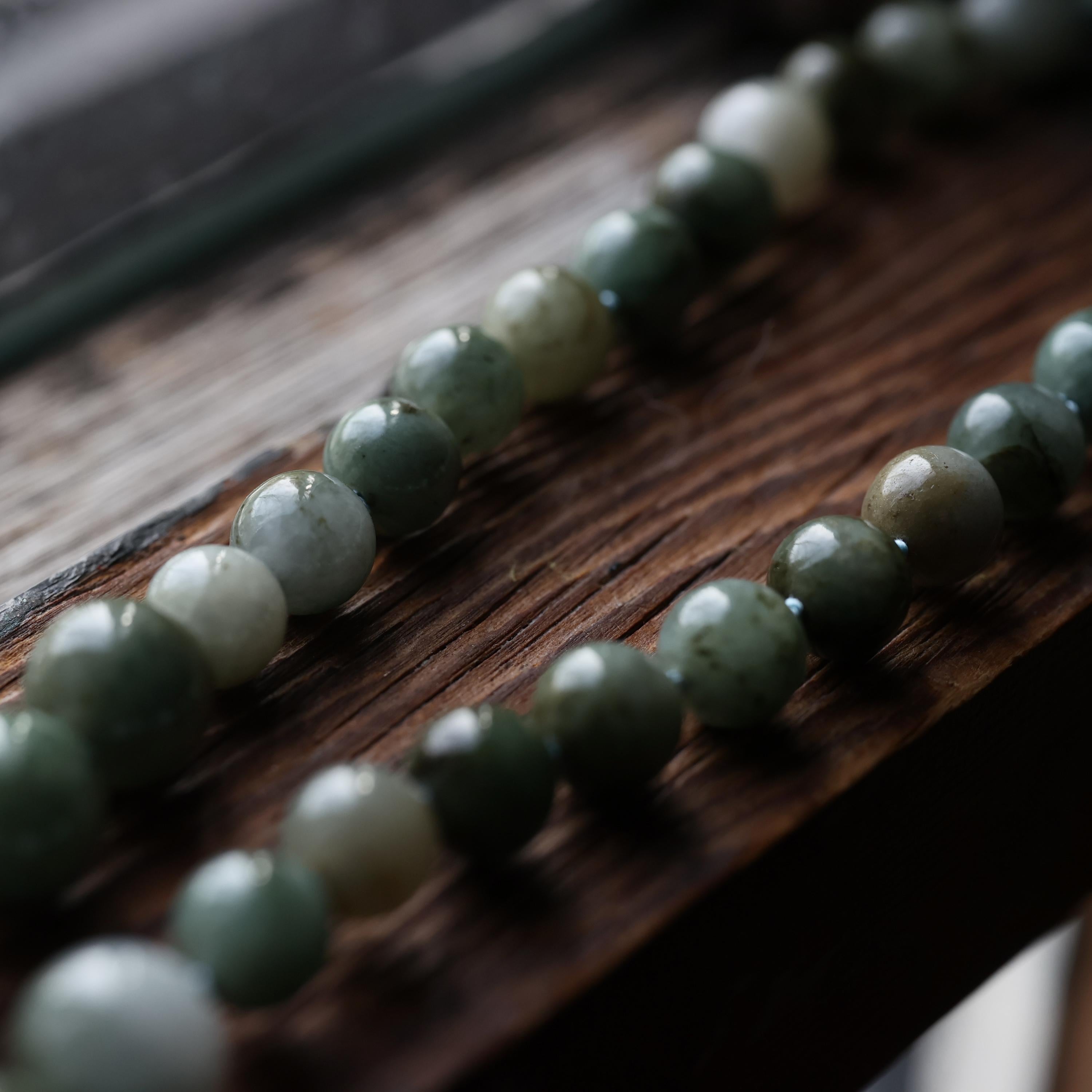 Women's or Men's Jadeite Jade Necklace Mottled Grayish Green Certified Untreated