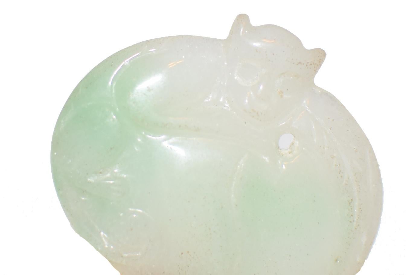 Jadeite Jade Pendant Monkey on Peach For Sale 6