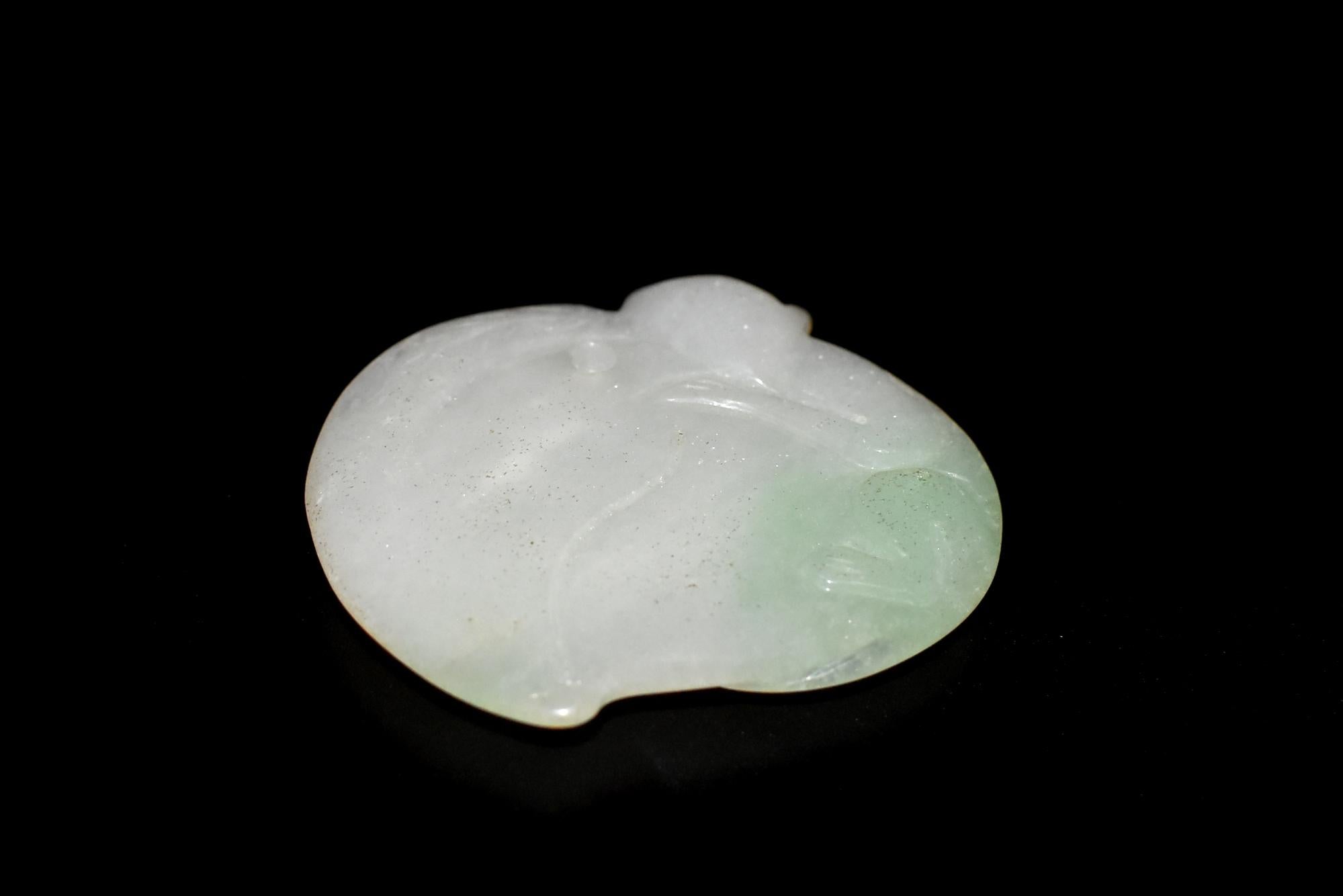 20th Century Jadeite Jade Pendant Monkey on Peach For Sale