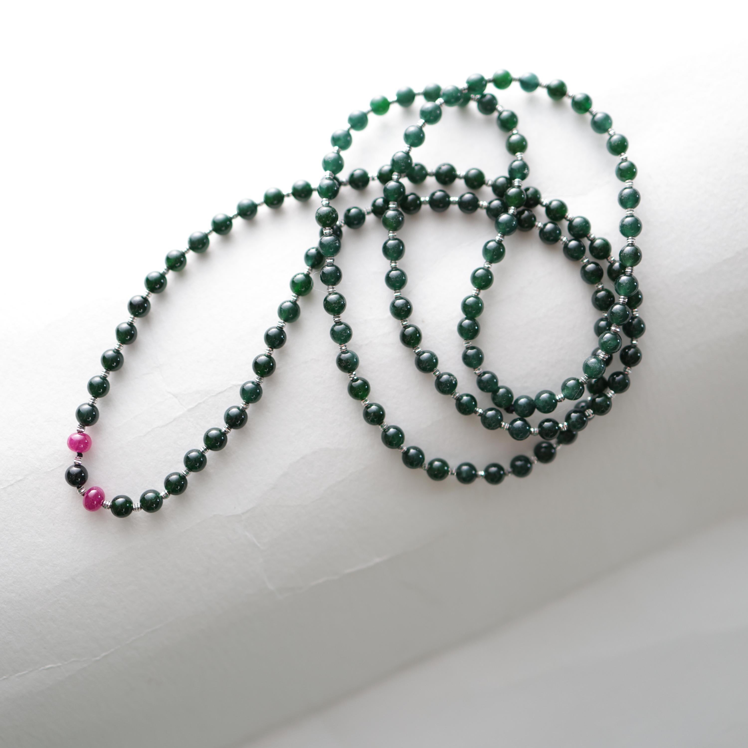Jadeite Jade, Pink Spinel & 18K White Gold 30