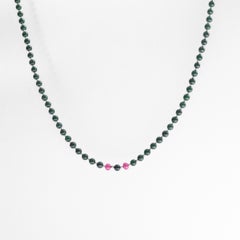 Jadeit Jade, Rosa Spinell & 18K Weißgold 30" Endlose Halskette