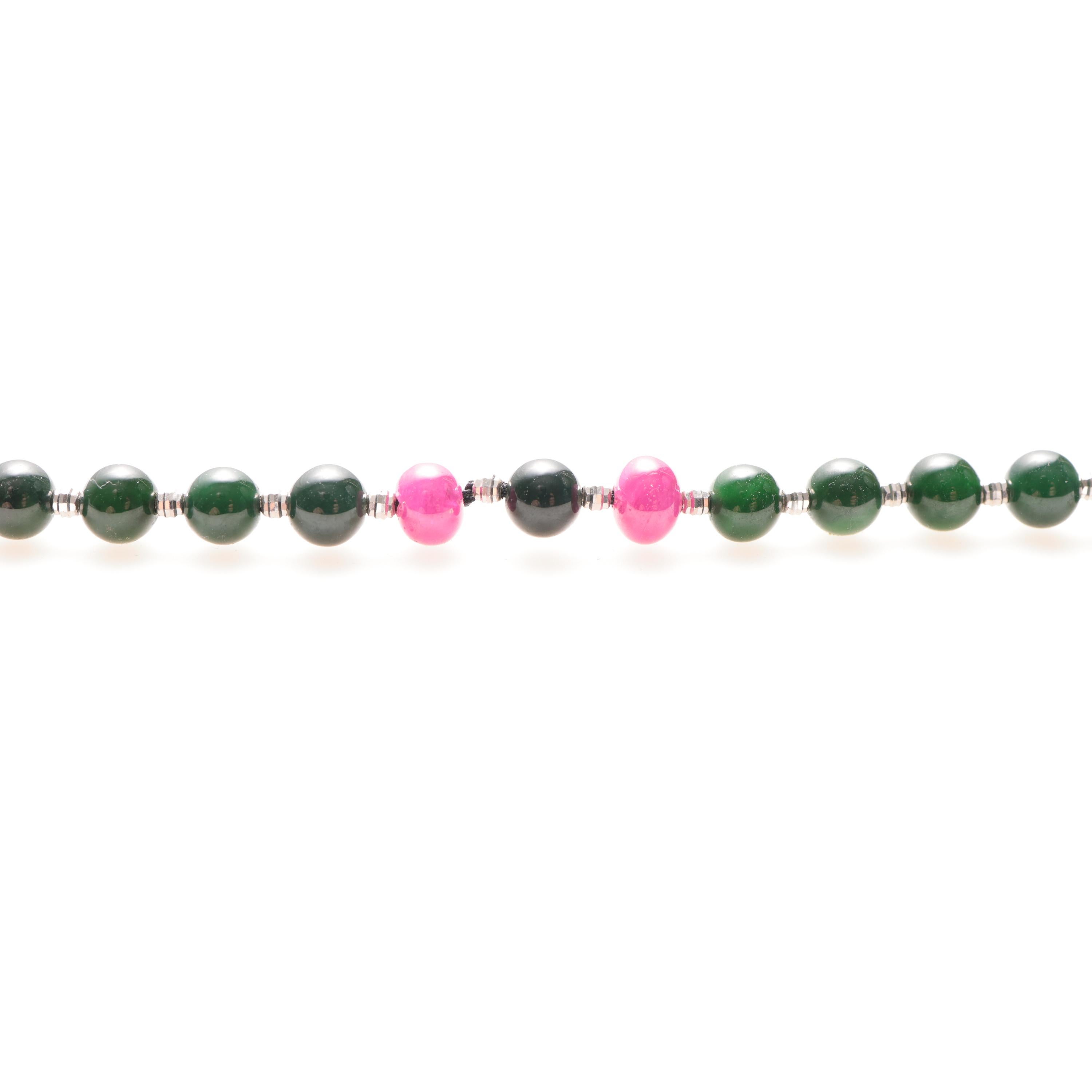 Jadeite Jade, Pink Spinel & 18K White Gold 30