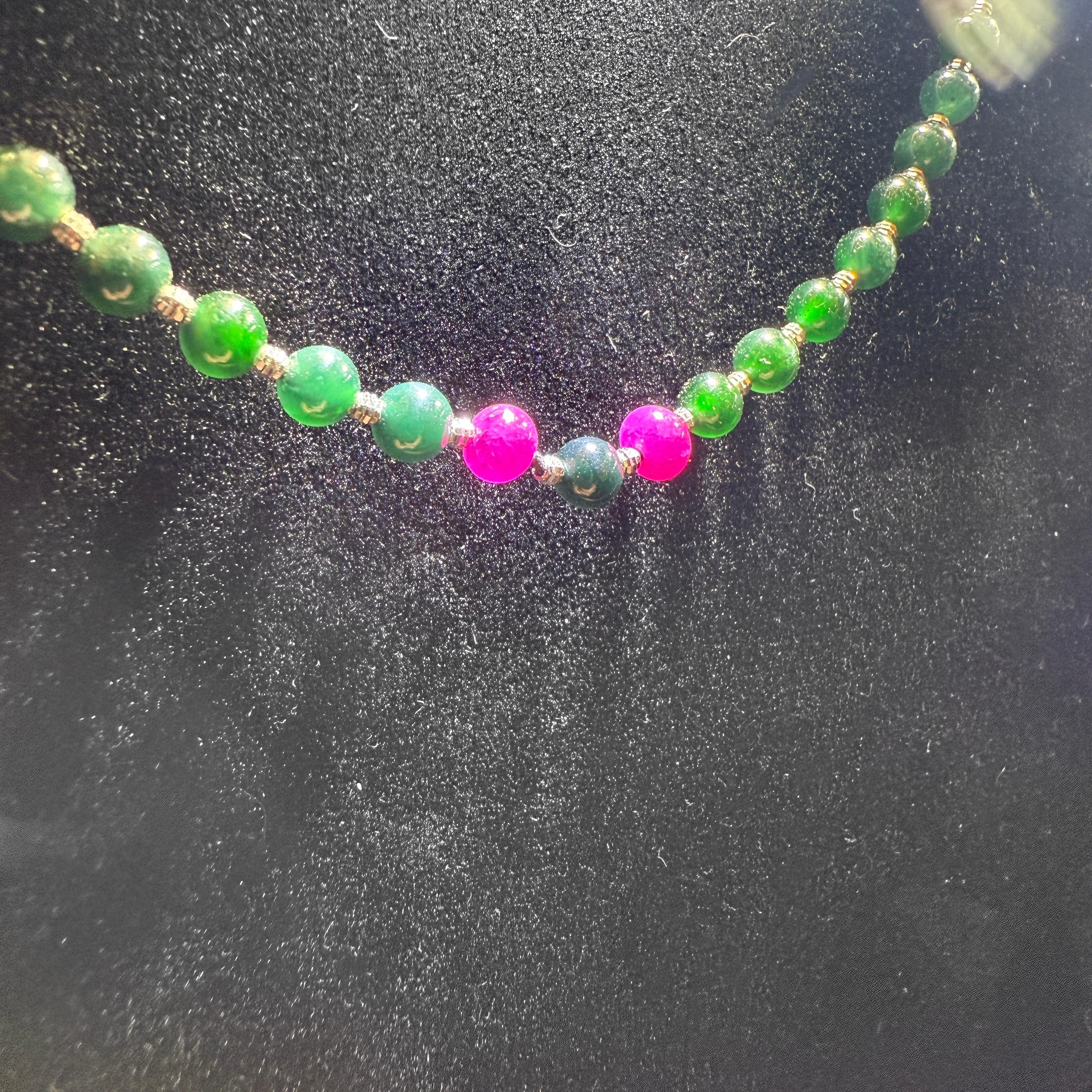 Jadeite Jade, Pink Spinel & 18K White Gold 30