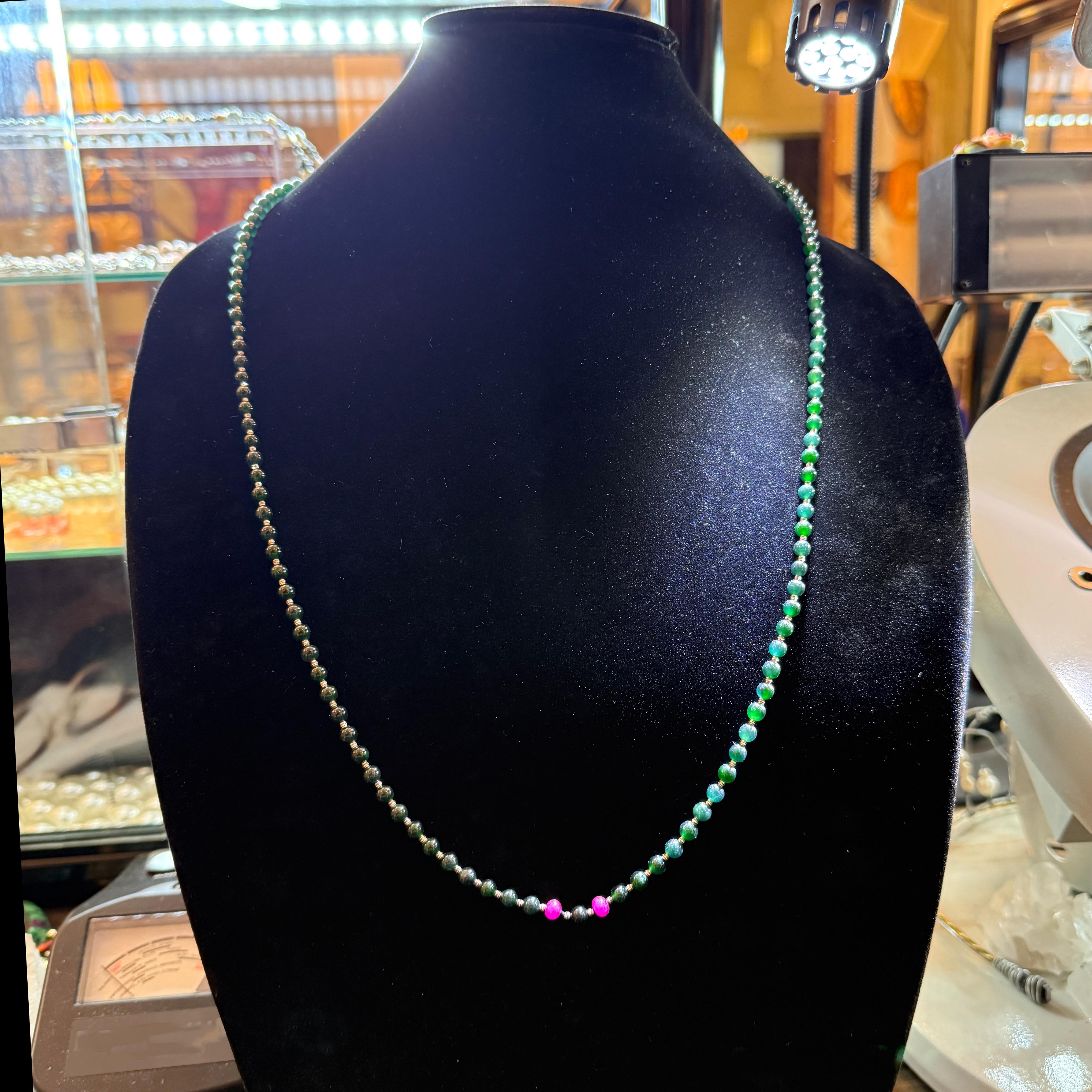 Jadeite Jade, Pink Spinel & 18K White Gold 30