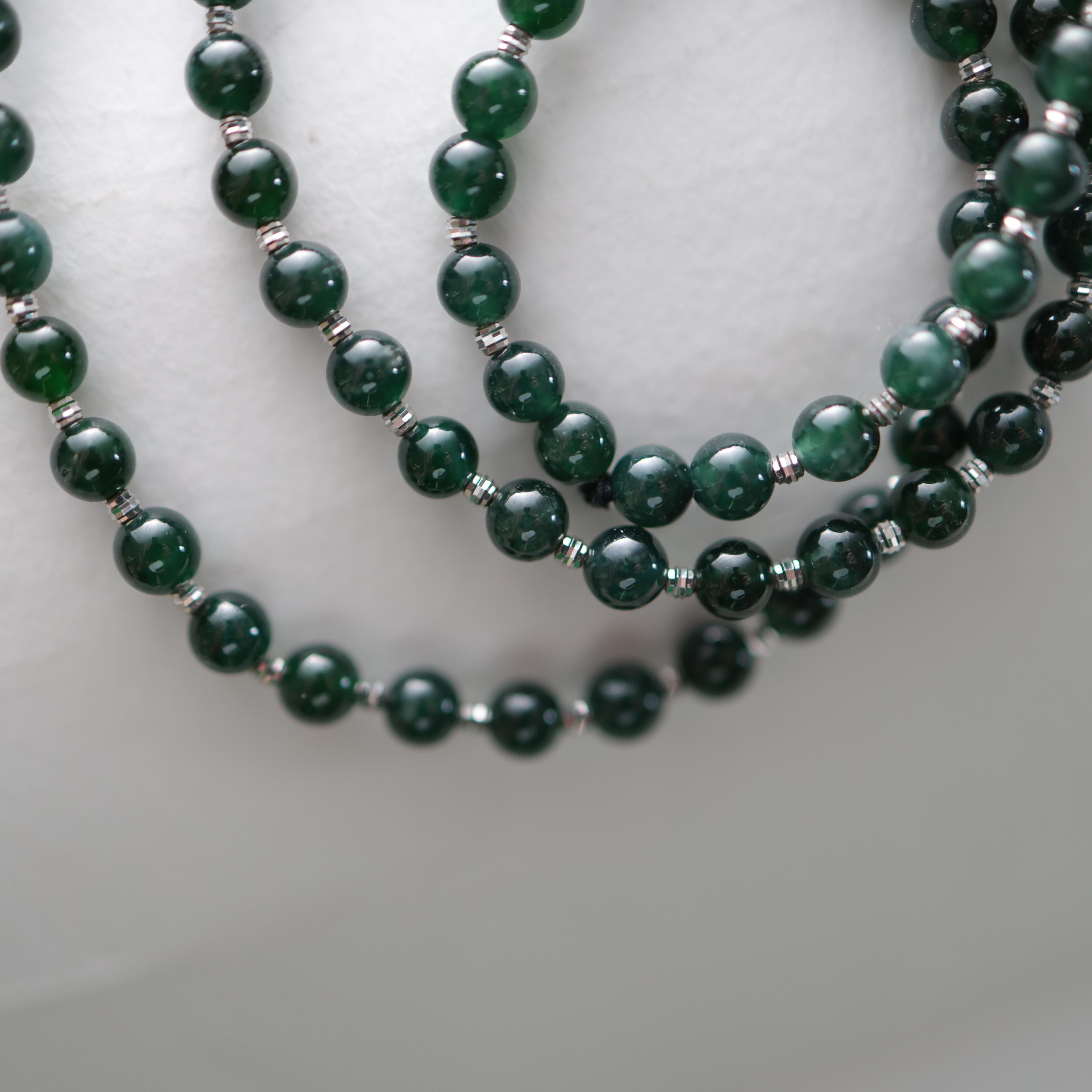 Jadeite Jade, Pink Spinel & 18K White Gold 30