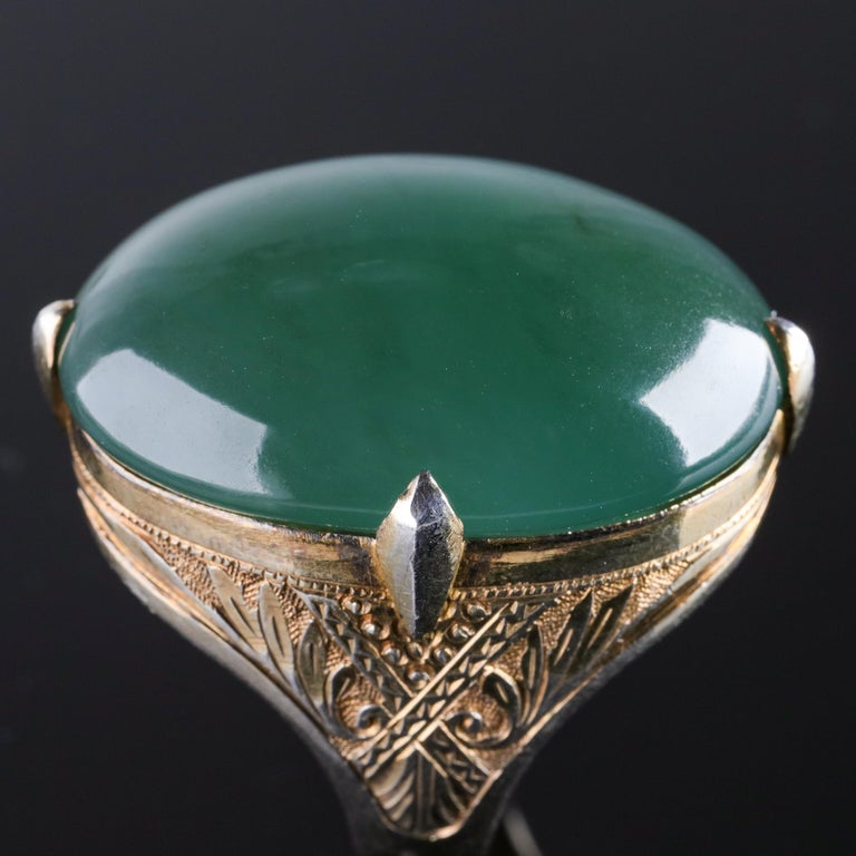 Jadeite Jade Ring of Exceedingly Rare Quality, Color and Size Certified