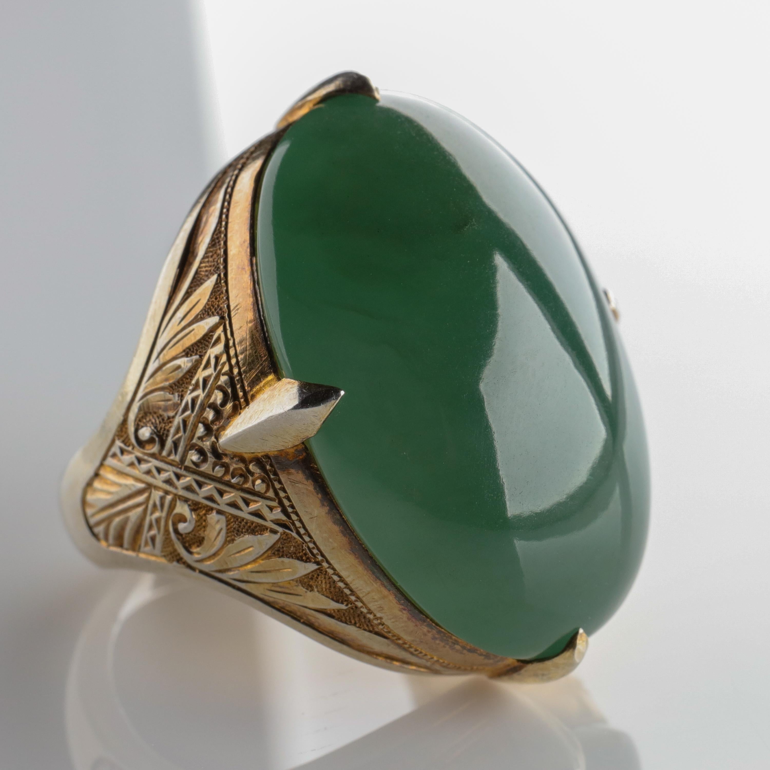 Women's or Men's Antique Jade Ring Certified Untreated Massive