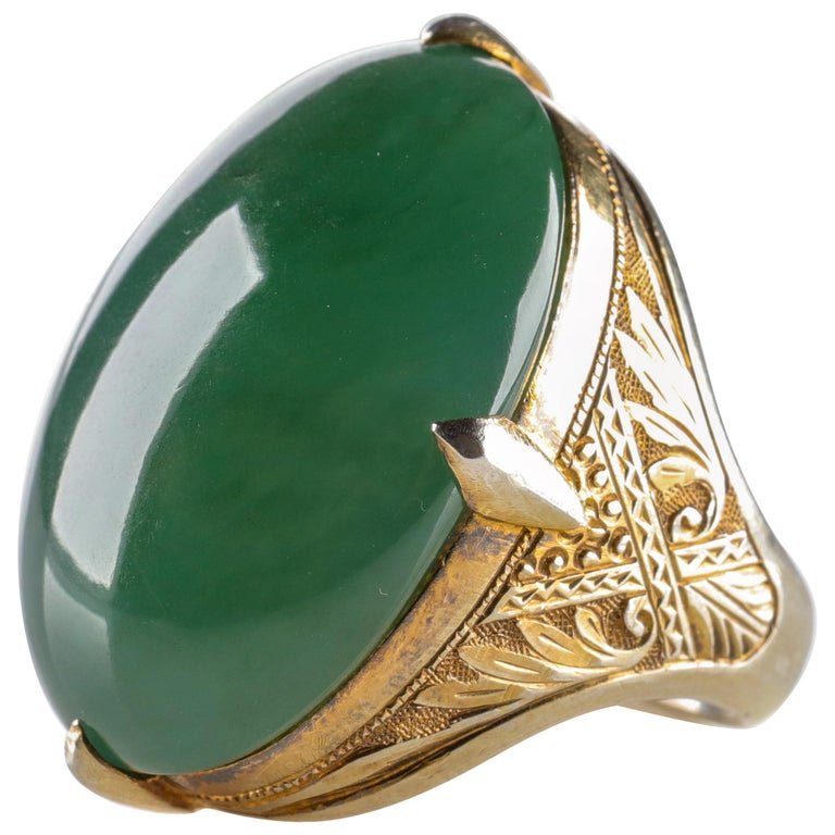 Jadeite Jade Ring of Exceedingly Rare Quality, Color and Size Certified