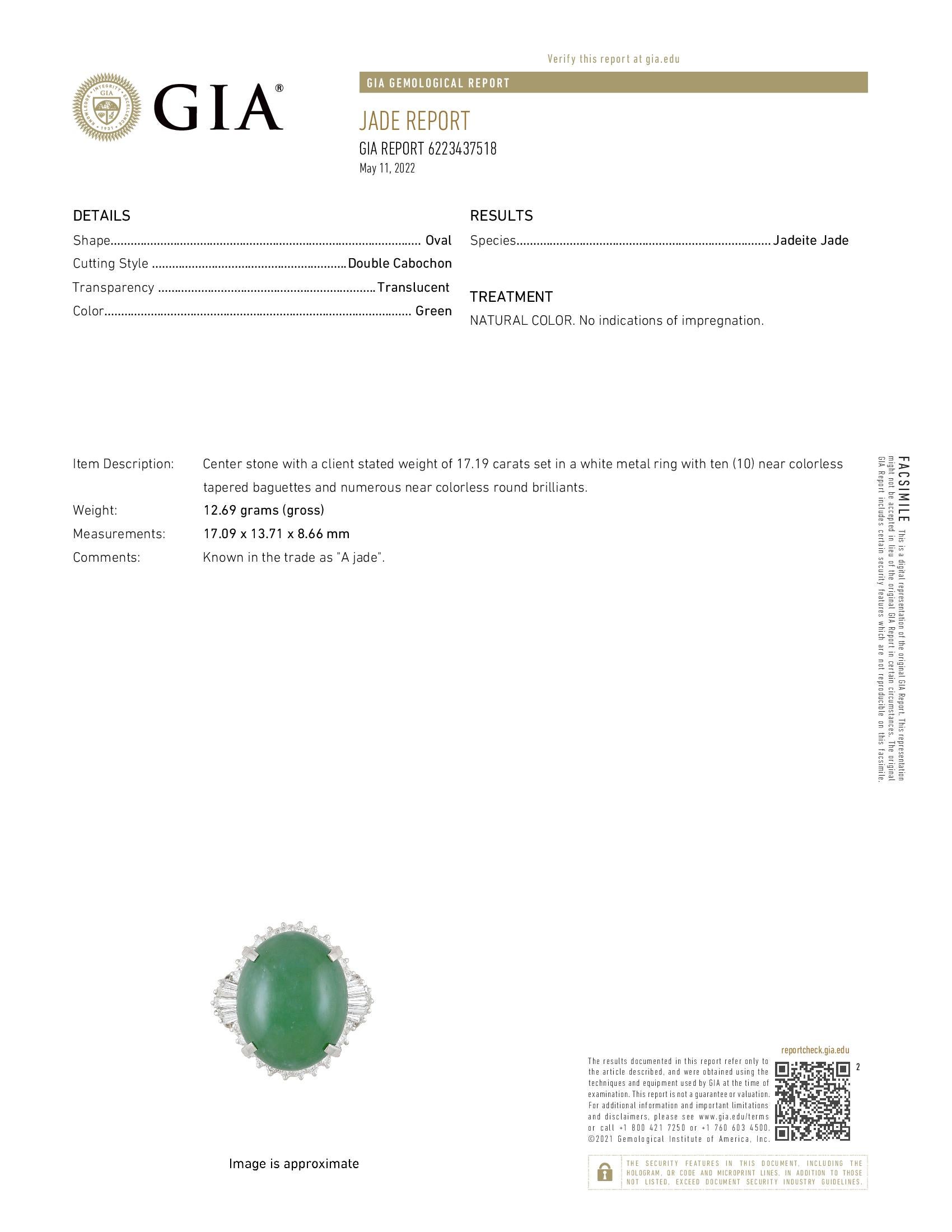 Jadeite Jade Ring with Diamonds In New Condition For Sale In LA, CA