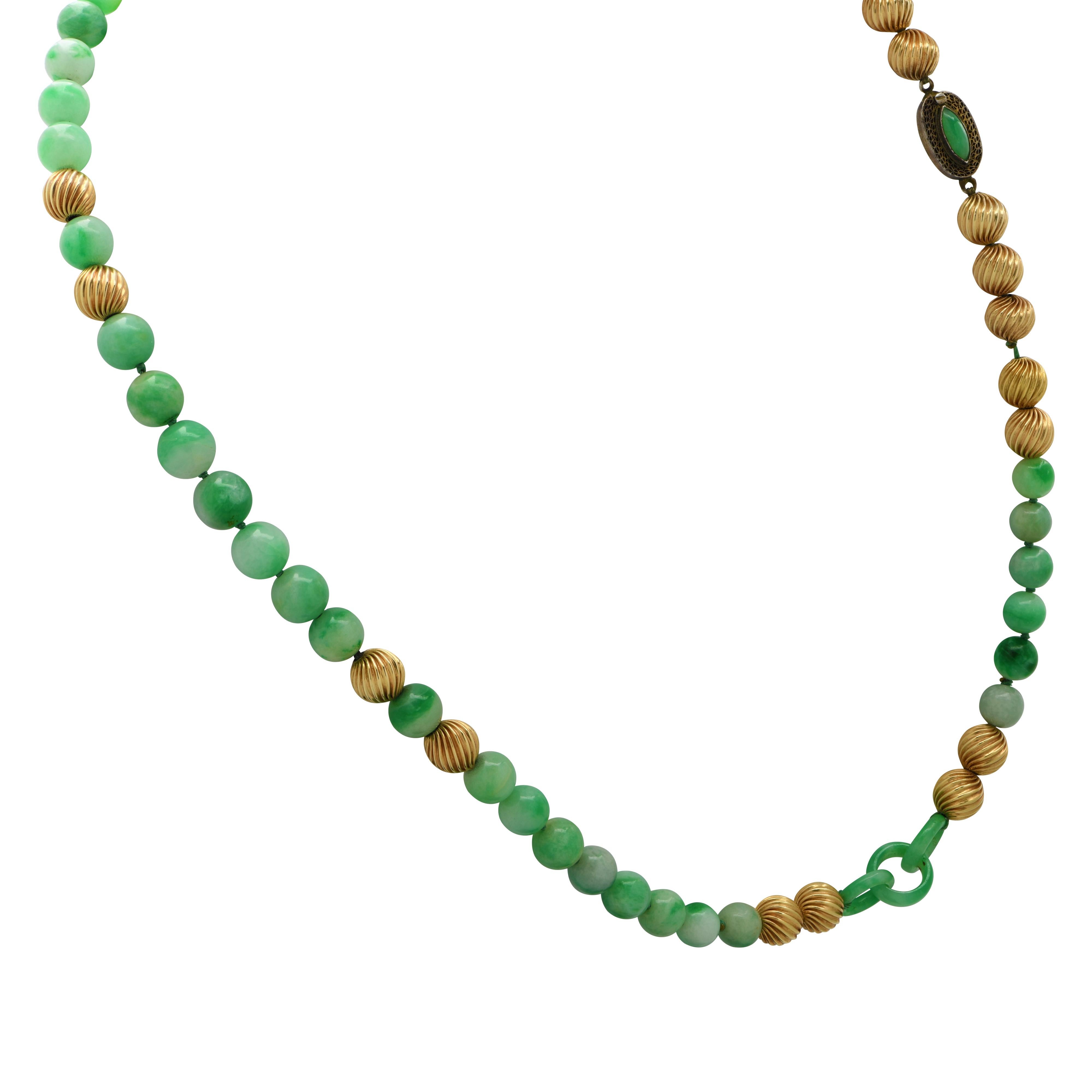 jade and gold bead necklace