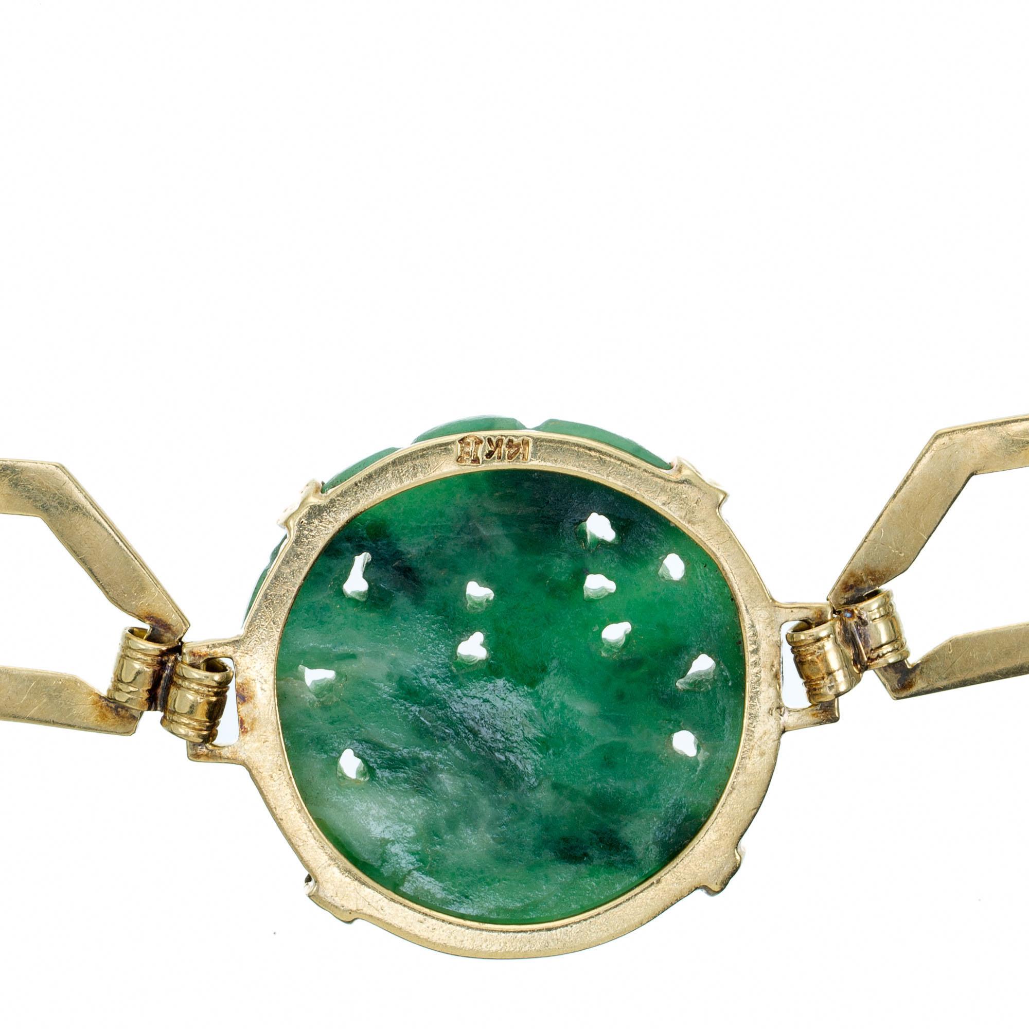 gold bracelet with jade stone