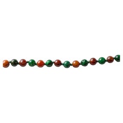 Vintage Jadeite Necklace 25" Green, Red, Spectrum of Tones & Translucency Untreated 