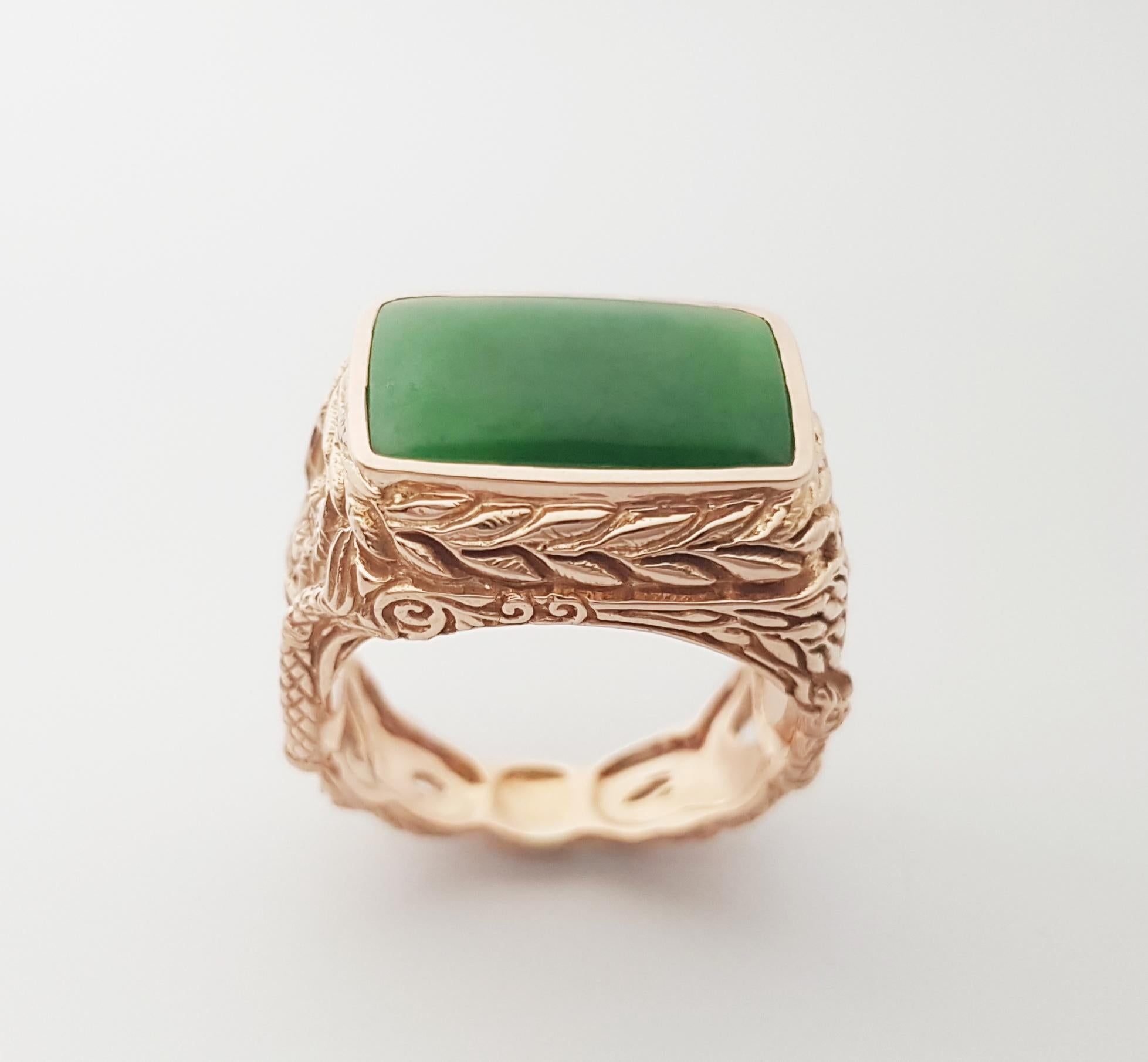 Jadeite Ring set in 18K Rose Gold Settings For Sale 5