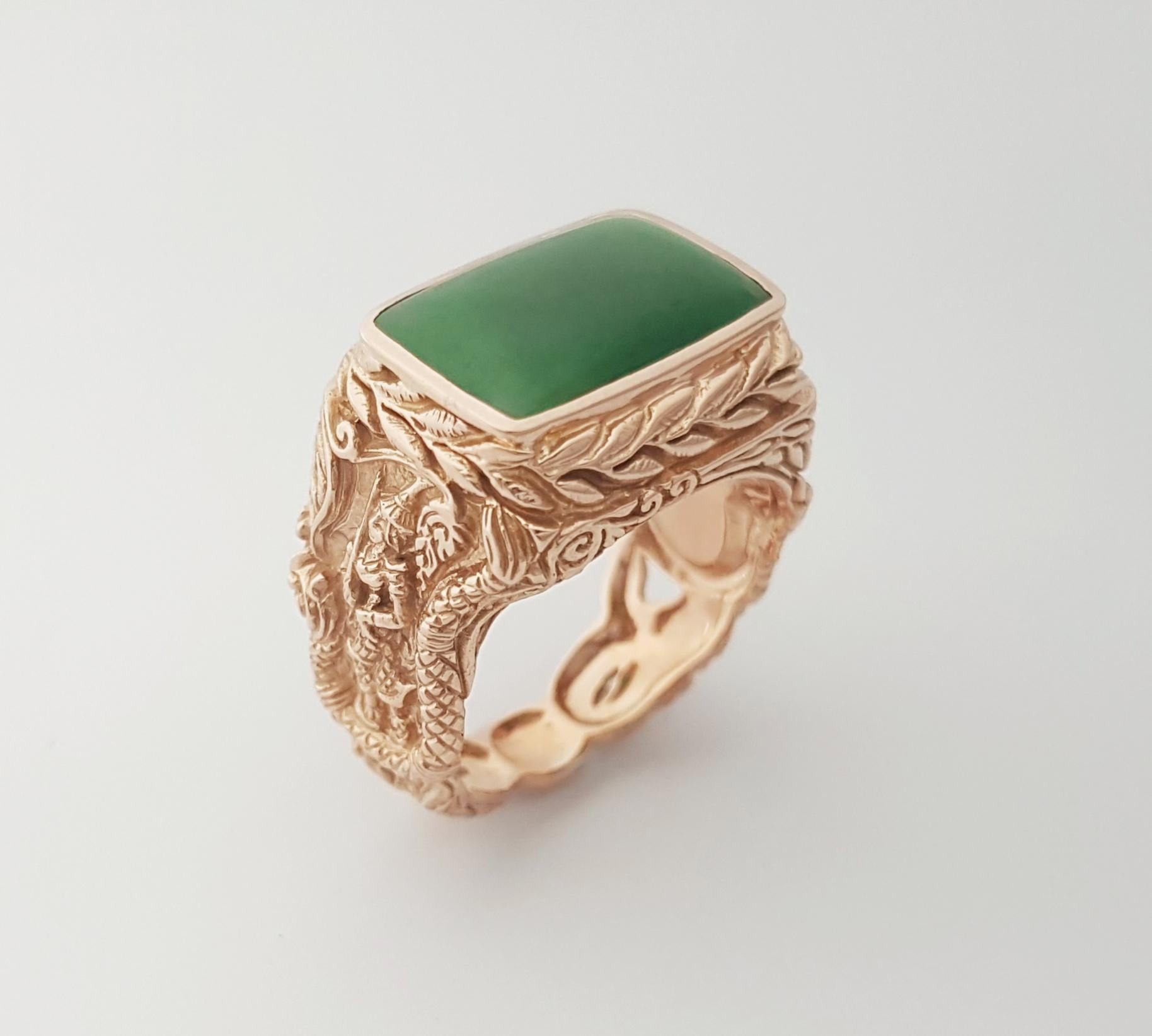 Jadeite Ring set in 18K Rose Gold Settings For Sale 6