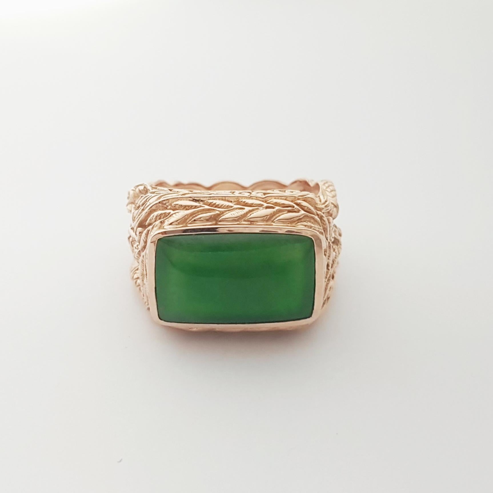 Jadeite Ring set in 18K Rose Gold Settings For Sale 7