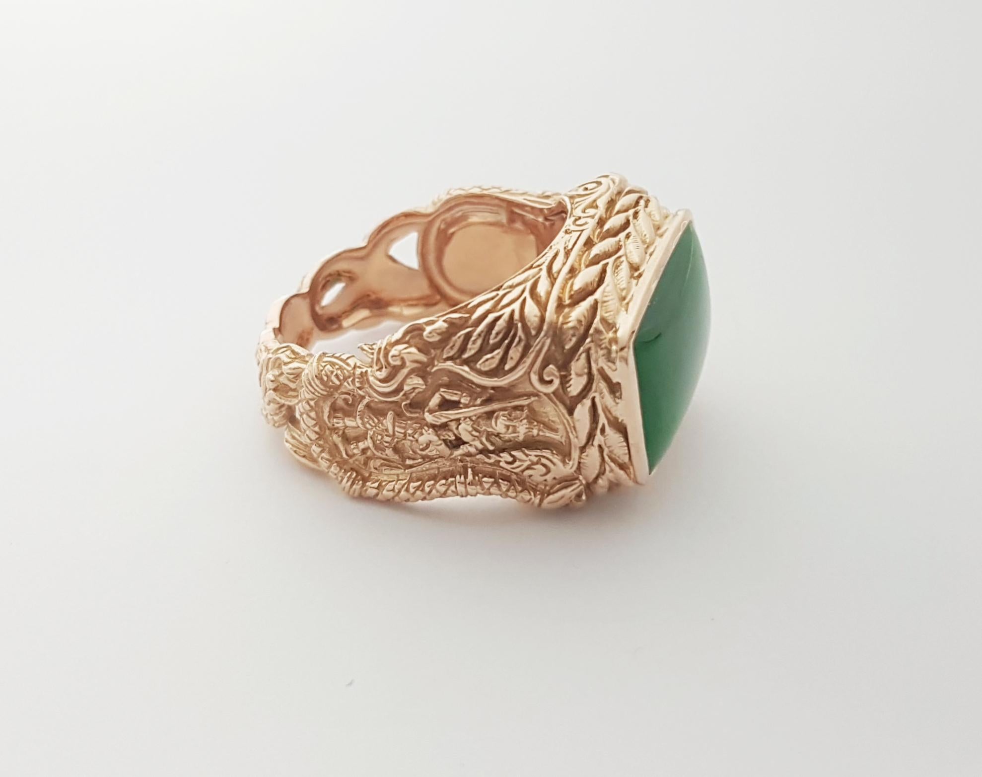 Jadeite Ring set in 18K Rose Gold Settings For Sale 8