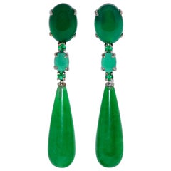 Jades, Agates and Emeralds Black Gold Chandelier Earrings